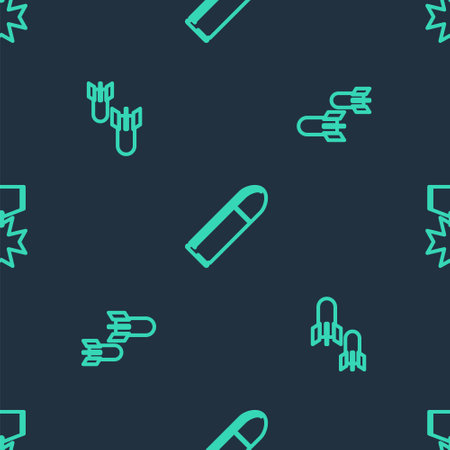Set line Bullet, Aviation bomb and Military reward medal on seamless pattern. Vectorのイラスト素材