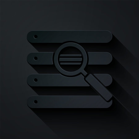 Paper cut Search in a browser window icon isolated on black background. Paper art style. Vector Illustrationのイラスト素材
