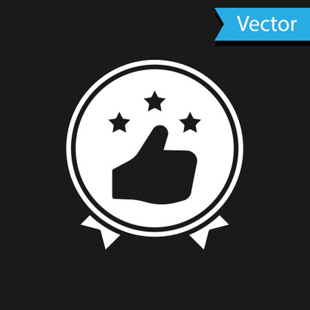 White Consumer or customer product rating icon isolated on black background. Vector Illustrationのイラスト素材