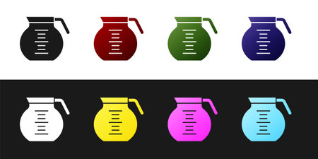 Set Coffee pot icon isolated on black and white background. Vectorのイラスト素材