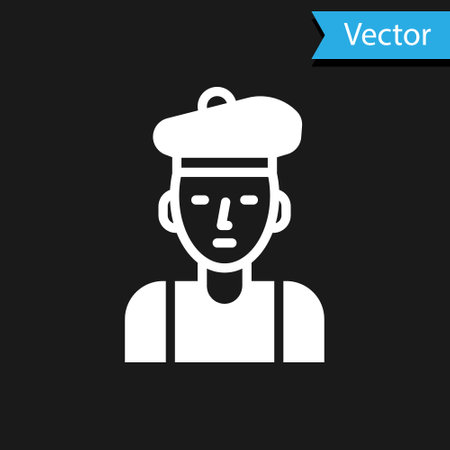 White French man icon isolated on black background. Vectorのイラスト素材