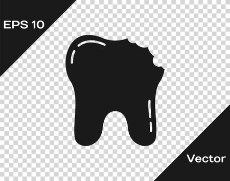Black Broken tooth icon isolated on transparent background. Dental problem icon. Dental care symbol. Vectorのイラスト素材