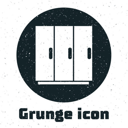 Grunge Wardrobe icon isolated on white background. Monochrome vintage drawing. Vectorのイラスト素材
