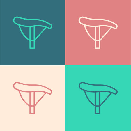 Pop art line Bicycle seat icon isolated on color background. Bicycle saddle. Vectorのイラスト素材