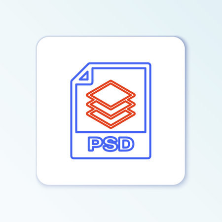 Line PSD file document. Download psd button icon isolated on white background. PSD file symbol. Colorful outline concept. Vectorのイラスト素材