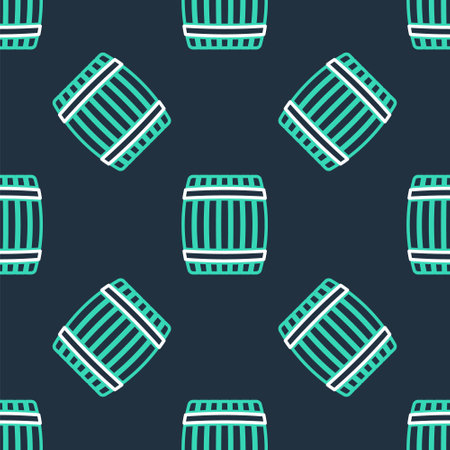 Line Wooden barrel icon isolated seamless pattern on black background. Vectorのイラスト素材
