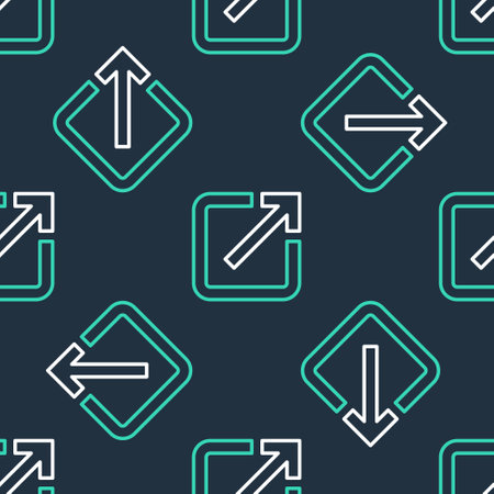 Line Open in new window icon isolated seamless pattern on black background. Open another tab button sign. Browser frame symbol. External link sign. Vectorのイラスト素材