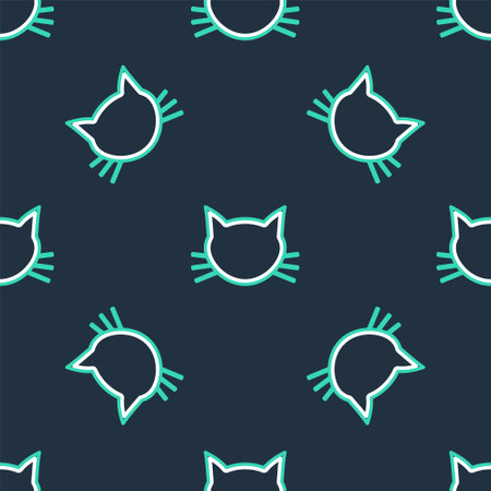 Line Cat icon isolated seamless pattern on black background. Vectorのイラスト素材