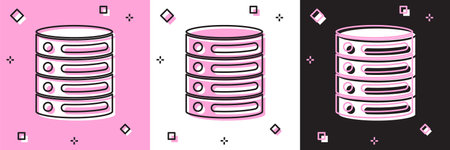 Set Server, Data, Web Hosting icon isolated on pink and white, black background. Vectorのイラスト素材