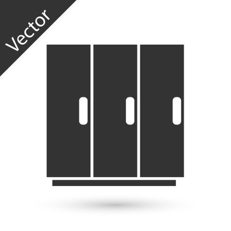 Grey Wardrobe icon isolated on white background. Vectorのイラスト素材