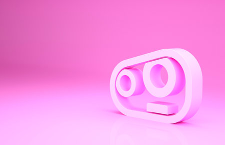 Pink Car headlight icon isolated on pink background. Minimalism concept. 3d illustration 3D renderの写真素材