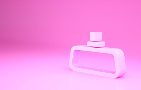 Pink Car mirror icon isolated on pink background. Minimalism concept. 3d illustration 3D renderの写真素材