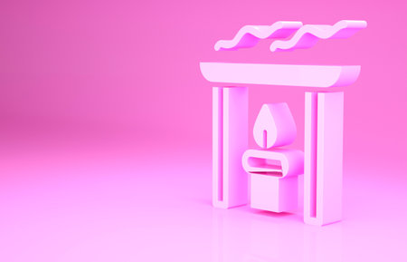 Pink Aroma candle icon isolated on pink background. Minimalism concept. 3d illustration 3D renderの写真素材