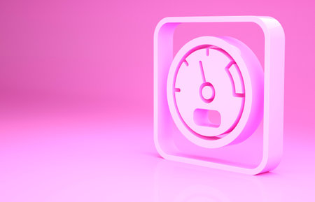 Pink Sauna thermometer icon isolated on pink background. Sauna and bath equipment. Minimalism concept. 3d illustration 3D renderの写真素材