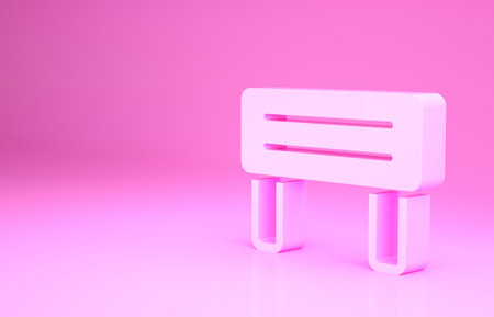 Pink Sauna wood bench icon isolated on pink background. Minimalism concept. 3d illustration 3D renderの写真素材