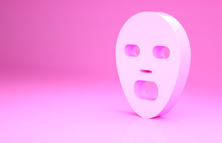 Pink Facial cosmetic mask icon isolated on pink background. Cosmetology, medicine and health care. Minimalism concept. 3d illustration 3D renderの写真素材