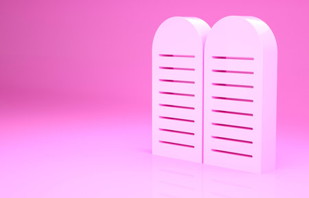 Pink The commandments icon isolated on pink background. Gods law concept. Minimalism concept. 3d illustration 3D renderの写真素材