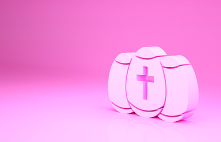 Pink Easter egg icon isolated on pink background. Happy Easter. Minimalism concept. 3d illustration 3D renderの写真素材