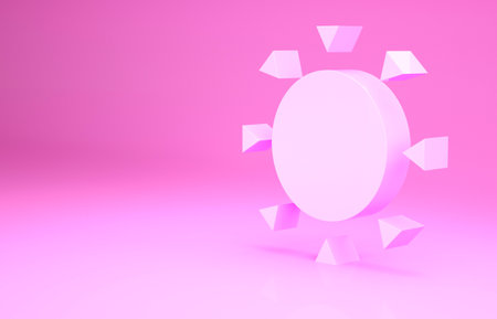 Pink Sun icon isolated on pink background. Summer symbol. Good sunny day. Minimalism concept. 3d illustration 3D renderの写真素材