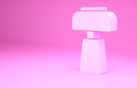 Pink Table lamp icon isolated on pink background. Desk lamp. Minimalism concept. 3d illustration 3D renderの写真素材