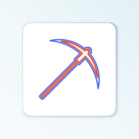 Line Pickaxe icon isolated on white background. Blockchain technology, cryptocurrency mining, bitcoin, digital money market, cryptocoin wallet. Colorful outline concept. Vectorのイラスト素材