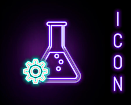 Glowing neon line Bioengineering icon isolated on black background. Element of genetics and bioengineering icon. Biology, molecule, chemical icon. Colorful outline concept. Vectorのイラスト素材