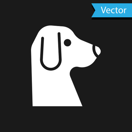 White Dog icon isolated on black background. Vectorのイラスト素材