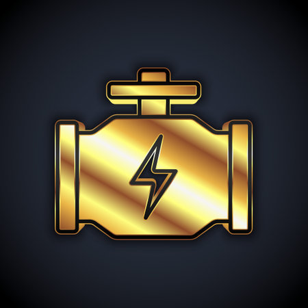 Gold Check engine icon isolated on black background. Vectorのイラスト素材