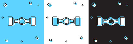 Set Chassis car icon isolated on blue and white, black background. Vectorのイラスト素材