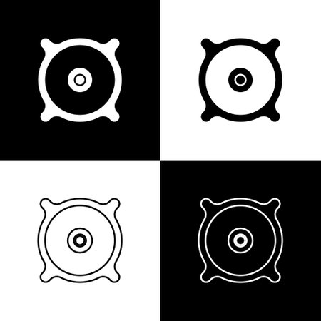 Set Car audio speaker icon isolated on black and white background. Vectorのイラスト素材