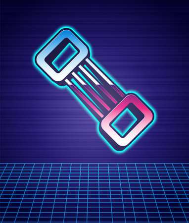 Retro style Chest expander icon isolated futuristic landscape background. 80s fashion party. Vectorのイラスト素材