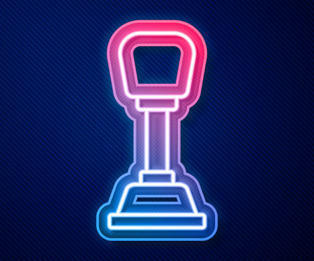 Glowing neon line Gear shifter icon isolated on blue background. Manual transmission icon. Vectorのイラスト素材