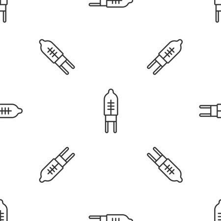 Grey line Light emitting diode icon isolated seamless pattern on white background. Semiconductor diode electrical component. Vectorのイラスト素材