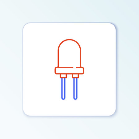 Line Light emitting diode icon isolated on white background. Semiconductor diode electrical component. Colorful outline concept. Vectorのイラスト素材