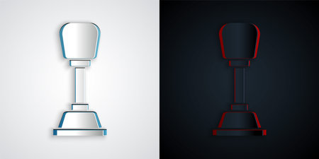 Paper cut Gear shifter icon isolated on grey and black background. Manual transmission icon. Paper art style. Vectorのイラスト素材