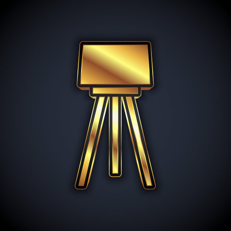 Gold Floor lamp icon isolated on black background. Vectorのイラスト素材