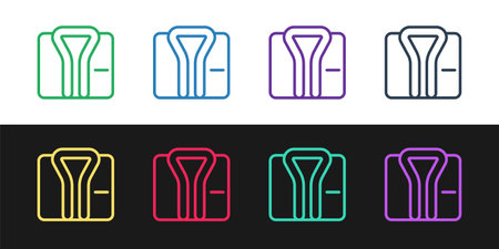 Set line Bathrobe icon isolated on black and white background. Vectorのイラスト素材