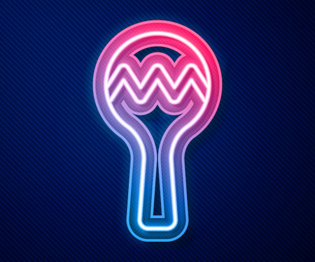 Glowing neon line Maracas icon isolated on blue background. Music maracas instrument mexico. Vectorのイラスト素材