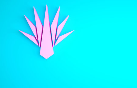 Pink Agave icon isolated on blue background. Traditional Mexican plant. Minimalism concept. 3d illustration 3D renderの写真素材