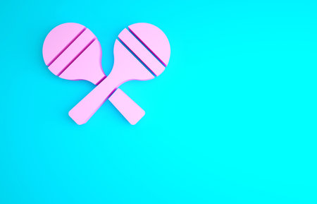 Pink Maracas icon isolated on blue background. Music maracas instrument mexico. Minimalism concept. 3d illustration 3D renderの写真素材
