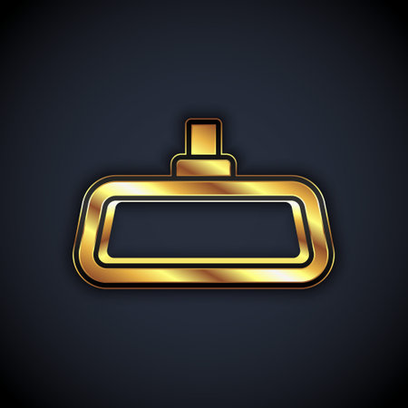 Gold Car mirror icon isolated on black background. Vectorのイラスト素材