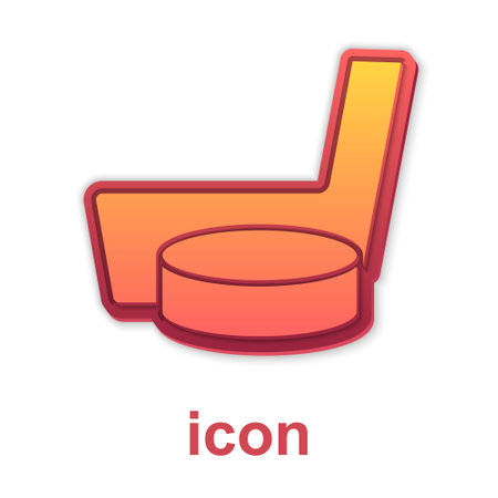 Gold Ice hockey stick and puck icon isolated on white background. Vectorのイラスト素材