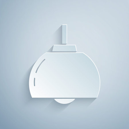 Paper cut Chandelier icon isolated on grey background. Paper art style. Vectorのイラスト素材