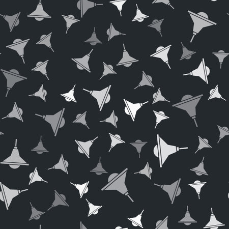 Grey Chandelier icon isolated seamless pattern on black background. Vectorのイラスト素材