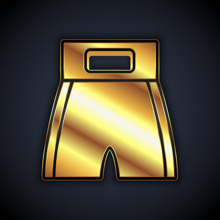 Gold Boxing short icon isolated on black background. Vectorのイラスト素材