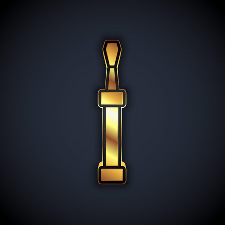 Gold Screwdriver icon isolated on black background. Service tool symbol. Vectorのイラスト素材