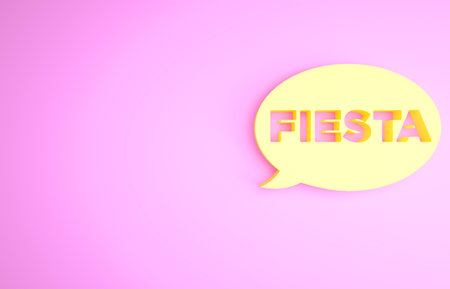 Yellow Fiesta icon isolated on pink background. Minimalism concept. 3d illustration 3D renderの写真素材