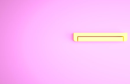 Yellow Long luminescence fluorescent energy saving lamp icon isolated on pink background. Minimalism concept. 3d illustration 3D renderの写真素材