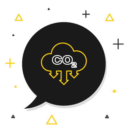 Line CO2 emissions in cloud icon isolated on white background. Carbon dioxide formula symbol, smog pollution concept, environment concept. Colorful outline concept. Vectorのイラスト素材