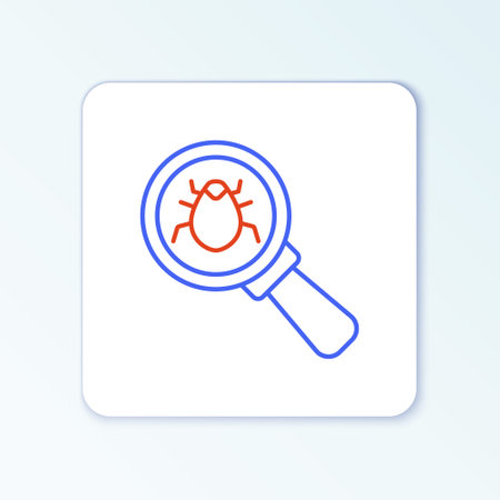 Line System bug concept icon isolated on white background. Code bug concept. Bug in the system. Bug searching. Colorful outline concept. Vectorのイラスト素材